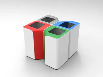 Modern Litter Bin Low-poly 3D model