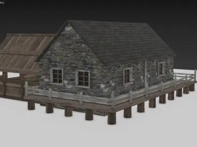 Medieval Stable Low-poly 3D model