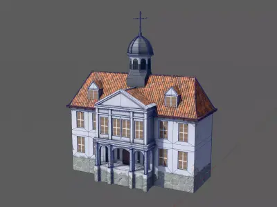 Old Batavia City Offices Townhall Static Meshes for Games Low-poly 3D model