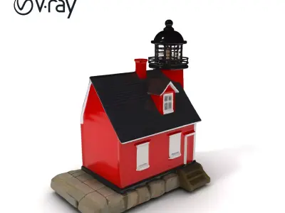 Red Lighthouse Scene Model Pack Low-poly 3D model