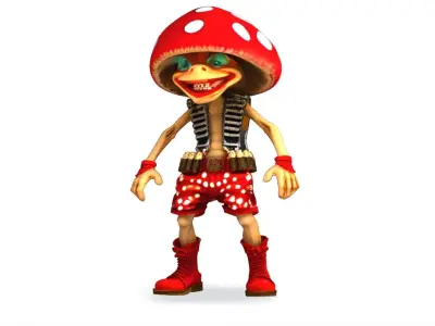 Mushroom Man Rigged Stylized Fantasy Character 3D Model 3D model