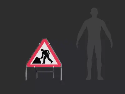 Men At Work Triangular Road Sign Low-poly 3D model