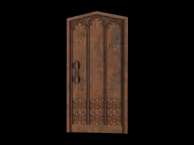 Medieval Gothic Wooden Door 3D model