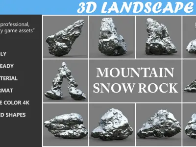 Low poly Snow Rock -190426 Low-poly 3D model