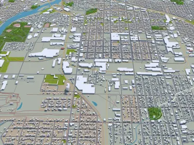 Rockford Illinois USA 35km Low-poly 3D model