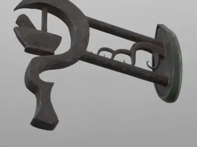 Medieval Herbalist Stylised Sign Low-poly 3D model