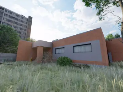 Soviet Utility Brick Buildings Free low-poly 3D model