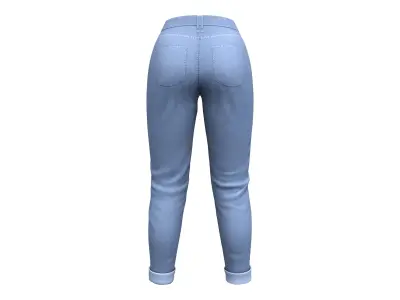 Ladies Boyfriend Jeans Pants Low-poly 3D model