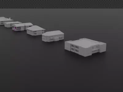 Modular Building Pack     22 Game-Ready House Models Low-poly 3D model