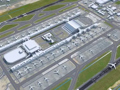 Taiwan Taoyuan Airport 10km Low-poly 3D model