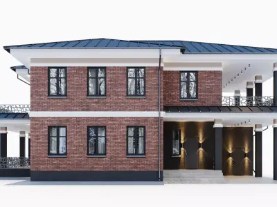 Modern two-storey house 3D model