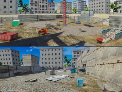 Abandoned House Set Low-poly 3D model