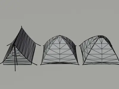 Cartoon tents Polygonal Style Low-poly 3D model