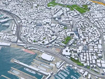 Genoa Downtown Italy  Low-poly 3D model