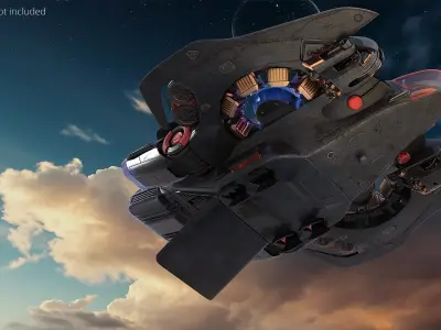  Sci-Fi Armored Assault Dropship Black Rigged for Cinema 4D 