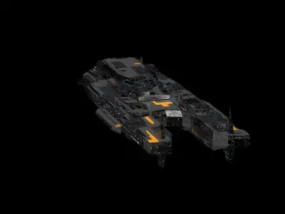 sleek spaceship corvette sci fi detailed low poly 3D Low-poly 3D model