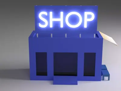 Simple Shop Building - Game Ready Asset Free low-poly 3D model