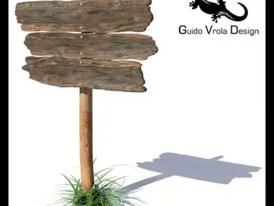 Old wood board 3D model