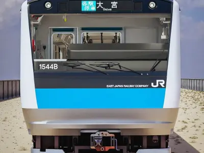 Rigged Train Japan Keihin-Tohoku E233 Series 3D model