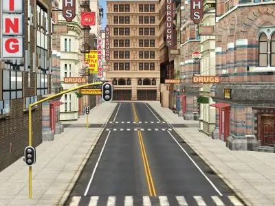 New York Modern City Town 3D Model Low-poly 3D model