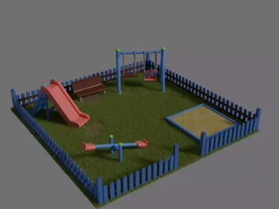 Stylized Playground Pack Low-poly 3D model
