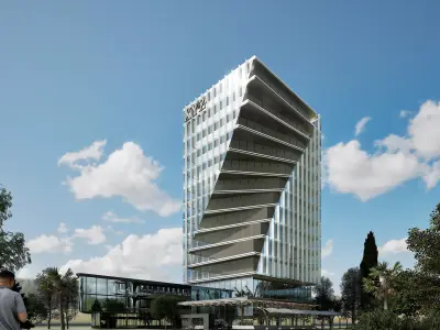 Modern Commercial High-Rise 3D Model Low-poly 3D model