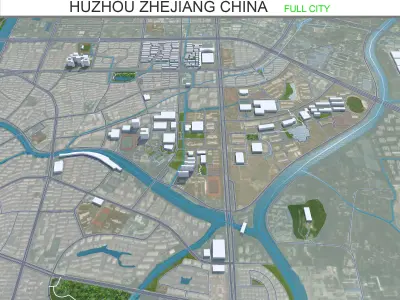 Huzhou Zhejiang China 50km Low-poly 3D model