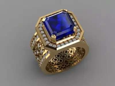 Sphear Bule Emerald Square with daimonds File 3D print model 3D print model