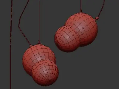 Maggie gold pendant light with balls hanging from it 3D model