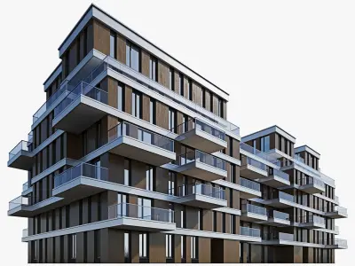 Modern residential building 9 3D model