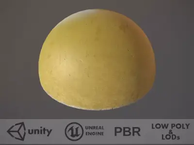 Concrete Hemisphere Barrier Painted Yellow pack 1 v1 Low-poly 3D model