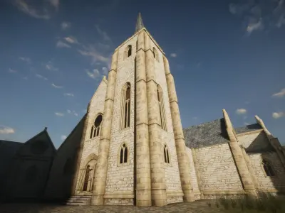 Modular Gothic Church Unity Low-poly 3D model