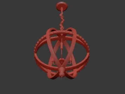 Globe 3 Light Chandelier 3D model
