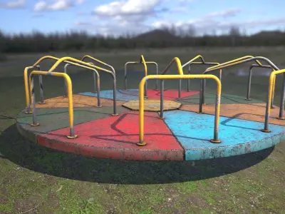 Merry go round Low-poly 3D model