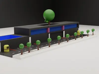 street building with tree in it 3D model