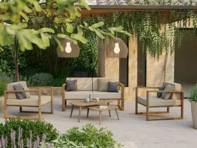 garden furniture Low-poly 3D model