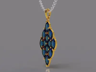 Prong set marquise shape diamond pendant 3D print model