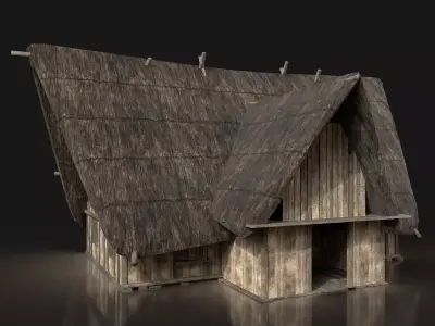Next Gen AAA THATCHED FANTASY MEDIEVAL WOODEN FOREST COTTAGE HUT Low-poly 3D model