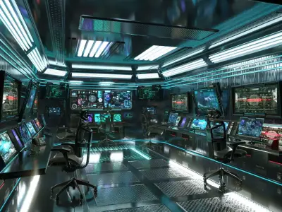 Sci Fi Interior Station Control Panel 3D model