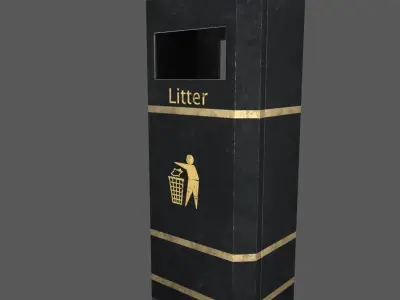 Derby E Slimline Litter Bin Low-poly 3D model