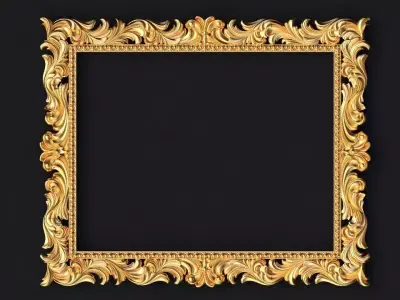 mirror gold ornate frame 3D model 6