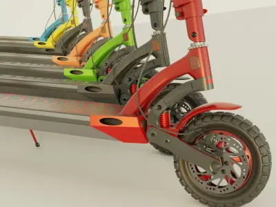 Low-poly off-road electric scooter All colors 3D Model Pack