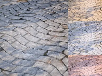 Mrf Wet Pavement Set01 Low-poly 3D model