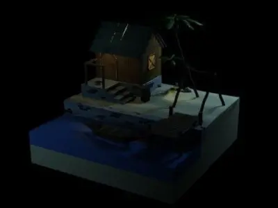 Beach House - Floating Island Artwork 3D print model
