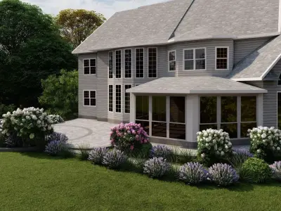3D Exterior Scene 3D model design garden and landscape 3D  3D model order