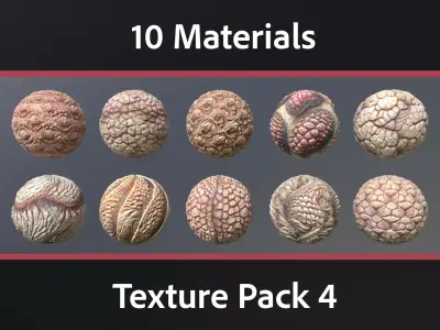 10 Materials Skin Monster Seamless PBR Pack 4 Texture