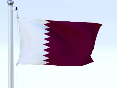 Animated Qatar Flag Low-poly 3D model
