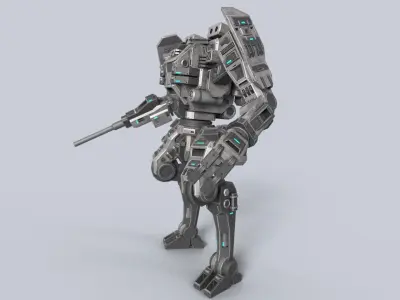 Sci fi Battle Mech Low-poly 3D model