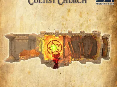 Cultist Church Tabletop Terrain 28 MM 3D print model