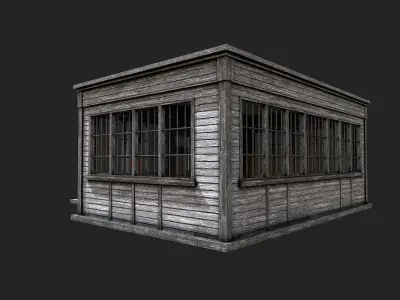 Old Abandoned Gas Station Low Poly PBR  Low-poly 3D model